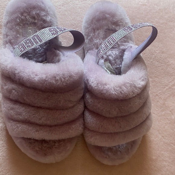 UGG Lavender Plush Slippers with Sparkle Strap - Picture 7 of 7